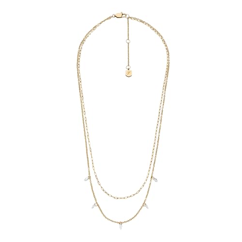Image of Fossil Women's Ellis Toi Et Moi Gold-Tone Brass Station Necklace