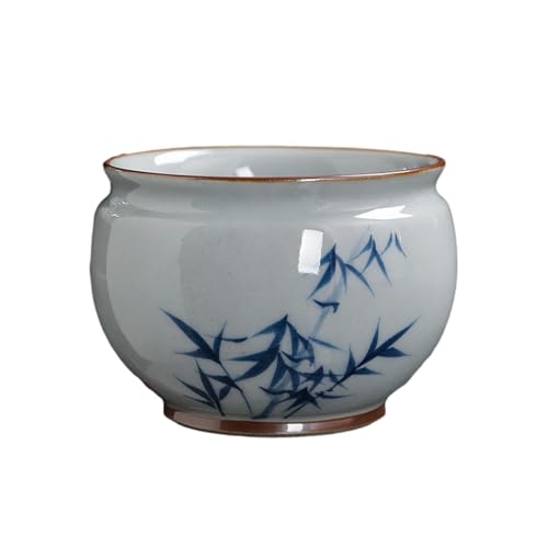 Taza de té con forma de cilindro pintada a mano con diseño retro de arcilla vieja china