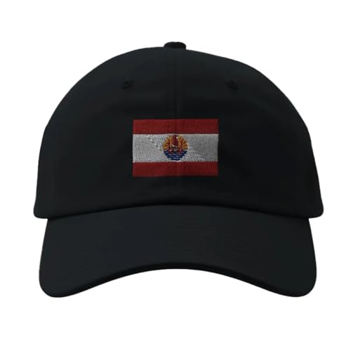 Casquette Polynésie française noire avec drapeau brodé réglable