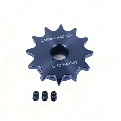 Image of #40 Roller Chain Sprocket 12 Tooth 1 /2 inch Bore (3 /16 inch Keyway) Black Oxide Rust-Proof with 3 Set Screws & Keyway for Mini Bike Go-Kart Clutch Performance Upgrade, Hardened 1045 Steel 40BS12-1 /2