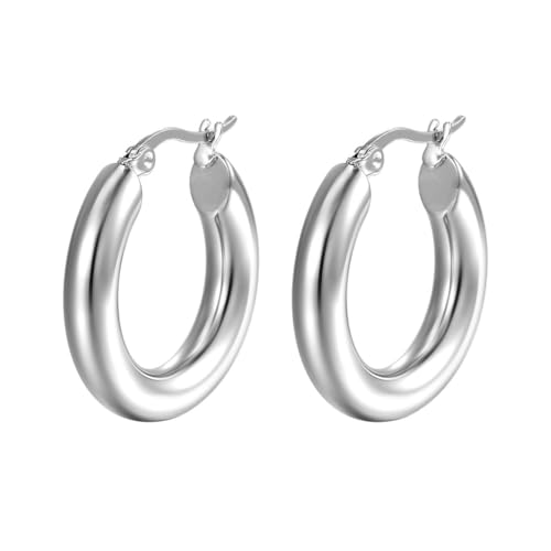 Créoles en acier inoxydable femme grandes boucles d'oreilles pour look bureau et soirée