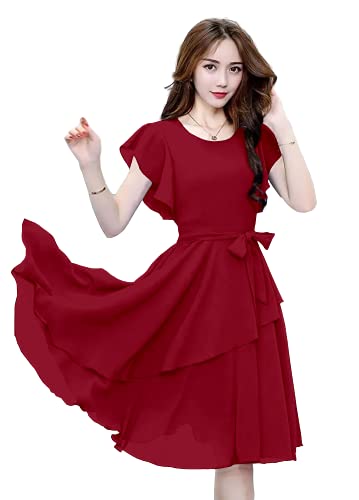 Image of GG Fashion Women's Fit and Double Flare Knee Length Dress