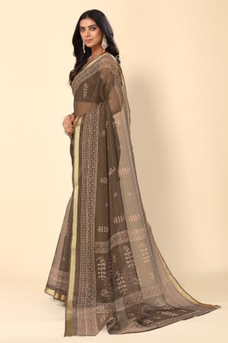Image of MIRCHI FASHION Kota Doria Cotton Saree with Blouse Piece | Paisley Block Printed Saree for Women | Traditional Ethnic Daily Wear Summer Saree