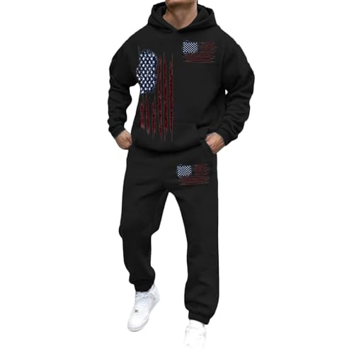 Track Suits Mens 2 Piece Set Jogging Suits American Flag Print Lo...