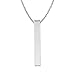 Sterling Silver Plain Vertical Bar Pendant Necklace, 18"