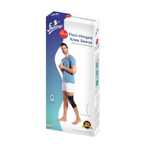 Image of Flamingo Flexi Hinged Knee Sleeve (With Silicone Patella Ring) Functional Knee Support Sleeve for Men & Women Ligament Tear, Sports, Running | Size - XXL |
