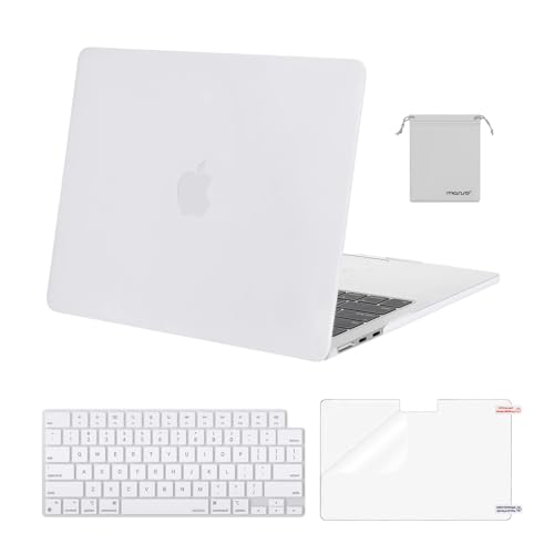 Image of MOSISO Compatible with MacBook Air 13 inch Case M5 2026 M4 2025 M3 M2 2024-2022 A3449 A3240 A3113 A2681,Hard Shell&Keyboard Cover&Screen Film&Pouch for MacBook Air 13.6 inch Case, White