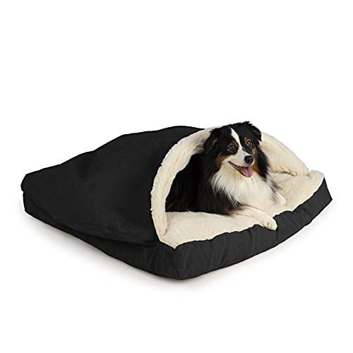 Snoozer Luxury Square Cozy Cave Dog Bed with Microsuede Large - Black
