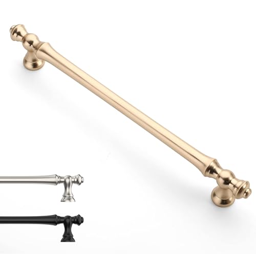 9BUILD 6 Stück Schrankgriffe Gold Lochabstand 192mm Griffe für Küchenschränke Zinklegierung Möbelgriffe Küchengriffe griffe möbel Küchenschrank Schranktürgriffe EU0040