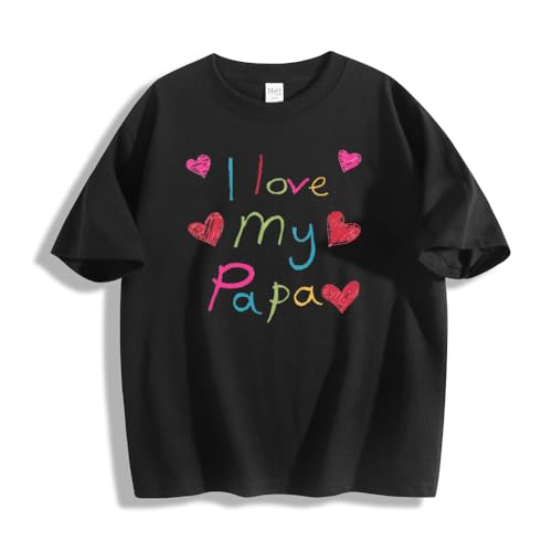 I Love My Papa Print Toddler Short Sleeve T-Shirt Cotton Tee Tops