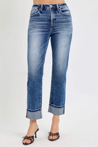 SALT TREE Risen Jeans - Tummy Control High Rise Crop Straight Jeans - RDP59412