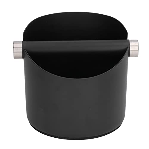 Coffee Grounds Container with Removable Knock Bar Espresso Dump Bin with Nonslip Base Stainless Steel Coffee Knock Box for Home Kitchen (Black Large Size (FC-05-2))