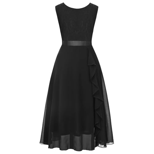 Girls Lace Dress 7-14 Years Sleeveless Floral Party Dress for Birthday/Special Occasion