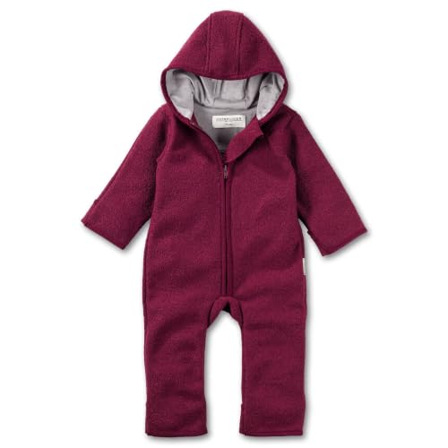Hofbrucker Baby Walkoverall aus 100% Merino Wolle, kuschelig warmer Wollwalkanzug von Herbst bis Frühling (62-68, Brombeere)