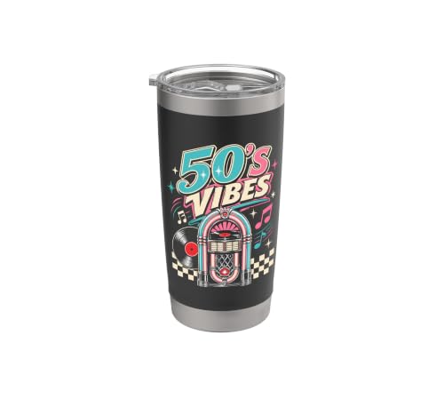 50s Retro Vintage Fifties Rock and Roll Sock Hop Nostalgia Vaso térmico de acero inoxidable de doble pared