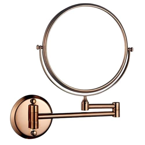 Image of CIPLA PLAST 5 X Shaving Mirror | Round Makeup Mirror | 360 Degree Rotation | Wall Bracket Mirror with Adjustable Frame (Antique Gold)