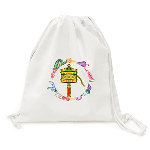 Beauty Gift le bouddhisme, religion moulin à prières sanskrit Sac en tissu pliable à sangle pour fruits et légumes