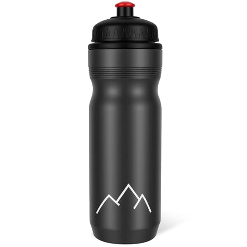 Botella de agua para bicicleta WoniuRush 24oz, libre de BPA, botella exprimible para ciclismo, carretera y montaña, tapa con boquilla a rosca antipérdida, gris