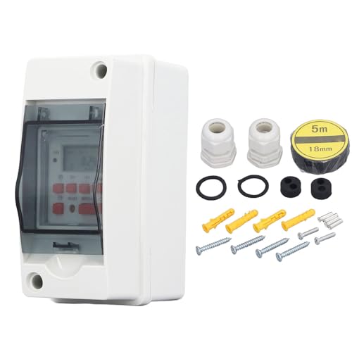 Zeitschaltuhr, Programmierbarer Digitaler Wand-Zeitschaltuhr mit 200-mAh-Batterie, 7 Tage 28 EIN/AUS-Timer-Einstellungen, Ideal für den Außenbereich, Lampen, Pool, Aquarium