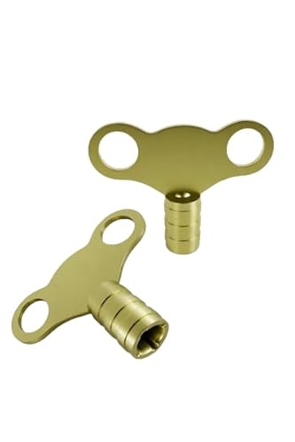 Radiator Key 2 Pack - Solid Brass Bleed Key for Venting and Bleeding Radiators | Universal Clock Type Valve Key | Heavy Duty Plumbing Tool for Air Vent Removal | Easy Grip Design