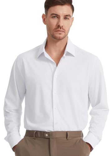 Men's Knitted Button Down Shirt Long Sleeve Stretch Wrinkle-Free Comfortable Shirts