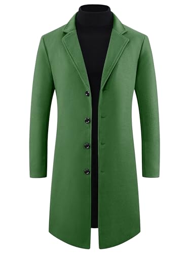 Image of Lars Amadeus Winter Trench Coat for Men's Single Breasted Notch Lapel with Pockets Formal Overcoat
