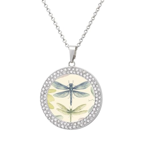 VstaDank Collar con colgante de libélula con diseño de libélula, collar de disco delicado, gargantilla de aleación, regalo para mujer, joyería de diamantes de cristal de moda para fiestas, citas