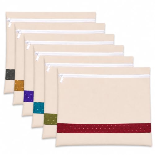 Image of Aliensware Pack of 6 Big Size Cotton Saree Bags /Covers For Storage With Zip Closure & Durable Mesh Window For Wardrobe Organizer, Clothes Bags, Salwar, Shirt, Multi-Purpose use (36 x 37 cm)-Beige
