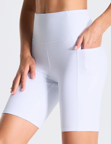 Image of THE GYM PEOPLE High Waist Yoga Shorts for Women's Tummy Control Fitness Athletic Workout Running Shorts with Deep Pockets