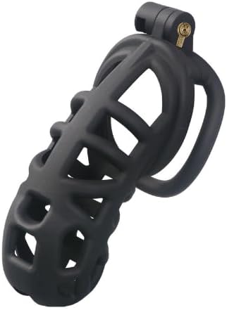 Men Black Chastity Belt Breathable Cock Cage Adult Abstinence Penis Bondage Male Sex Toys Lightweight Chastity Device with Invisible Lock Key Penis Cage Slave Punish Adult Toys for SM Games Bed L