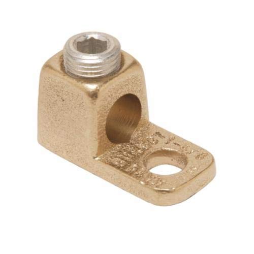 BURNDY KA Mechanical Terminal Lug, 4 to 1/0 AWG Stranded Copper Conductor, 3/8 in Stud, 1 Bolt Hole, Copper