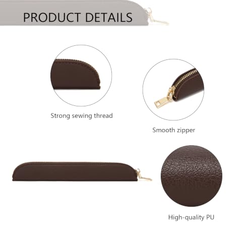 Image of Slim Pencil Case Skinny Pen Case Pen Pouch (FL Dark Brown)