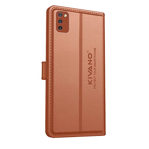 Image of KIVANO Compatible with Samsung Galaxy A03s Flip Cover | Leather Finish | Inside Pockets & Inbuilt Stand | Shockproof Wallet Style Magnetic Closure Back Cover Case
