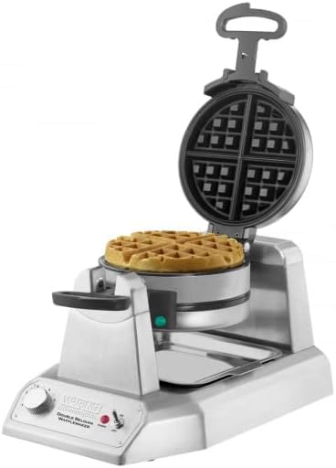 MBH - Máquina de gofres profesional WARING doble para gofres redondos hostelería. Gofrera industrial eléctrica para cafetería, bar y restaurante.