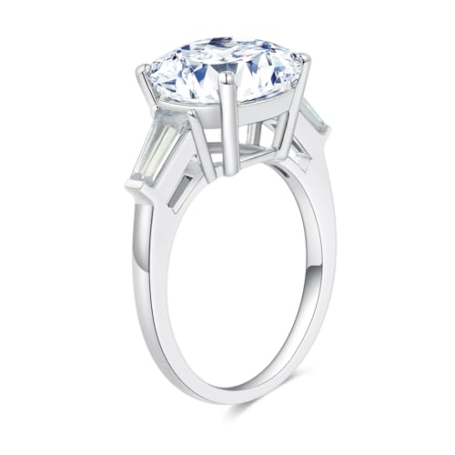 7.5 CT Cubic Zirconia Solitaire Engagement Ring for Women, 925 Sterling Silver & 18K White Gold Plated, Wedding Promise Ring Size 4.5-103