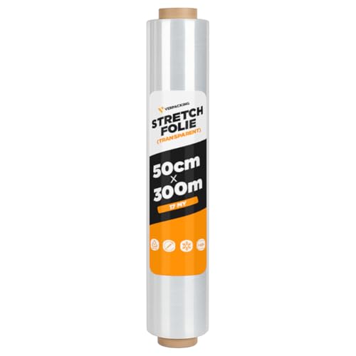 2 Rollen Stretchfolie Palettenfolie 17 My 500mm X 300m – Transparent, Midori