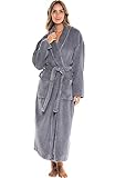 Alexander Del Rossa Women's Plush Fleece Robe, Warm Bathrobe, Small-Medium Steel Gray (A0117STLMD)