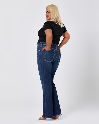 Women's Plus Size Bell Bottom Jeans Mid High Rise Flare Jean Skinny Stretchy Denim Pants3