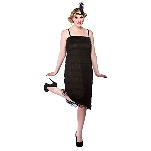 Black Jazzy Flapper Adult Fancy Dress 1920s Showtime Flapper Costume