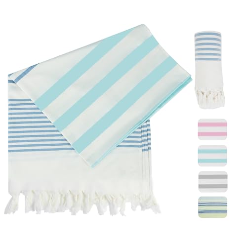 Winthome Toalla Playa Suave Toalla Hammam de Algodón de Bambú, Ligero Ahorra Espacio, Beach Towel con Borlas Absorbente, Libre de Arena, Toalla de Baño Turco para Mujer Hombre (150x75cm,1 Pack)