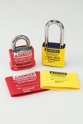 Accuform LAK221YL Lockout Tagout/Security Devices Padlock Storage PADLOCK COVERS Option: Pre-Printed Message YL 25PK