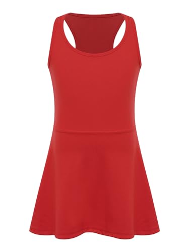 Runhomal   Vestido de golf para niños, para deporte, niña, gimnasia, deportes, voleibol, tenis, niña, 10 años, traje de tenis sin mangas, rojo, 10 11 Años