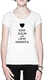 Keep Calm and Love Marmita Blanca Mujer Camiseta Tamaño XXL White Women's tee Size XXL