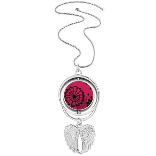 Collier pendentif ailes d'ange et grande roue aux détails raffinés