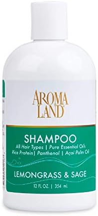Aromaland - Lemongrass and Sage Shampoo - Natural Cleansing & Moisturizing Shower for All Hair Types (12 oz)
