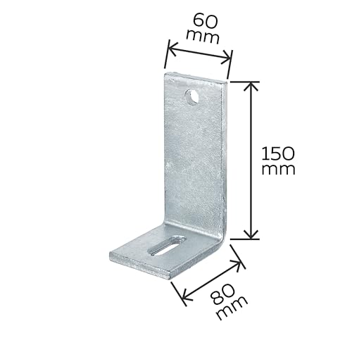 Alberts 335656 Verstellwinkel | mit Langloch, für Betonbefestigung | feuerverzinkt | 80 x 150 x 60 mm
