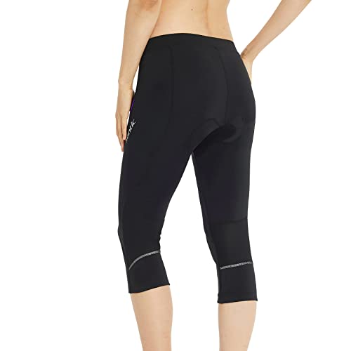 Calça de ciclismo feminina da Santic com enchimento de bicicleta capri para ciclismo, ciclismo, cicl