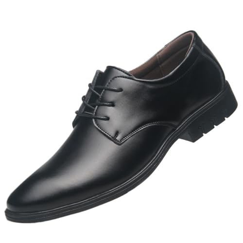 Men's Lace up Dress Shoes Classic Leather Oxfords Comfortable Slip Black Formal Business Casual Work Wedding Shoes