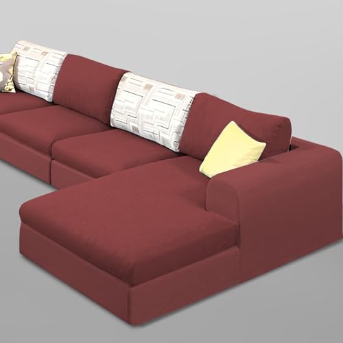 Image of Koza RHS 6 Seater L Shape Sofa Set for Living Room (Maroon Fabric) Premium Fabric Sofa