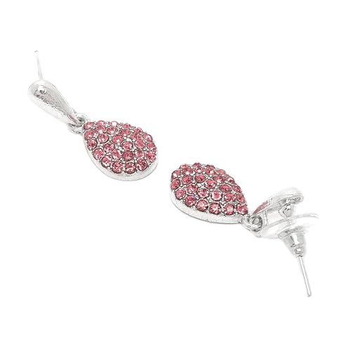 Image of ZENEME Oxidised Silver-Plated Cubic Zirconia Studded Teardrop Shaped Necklace With Earrings Jewellery Set For Girls and Women
